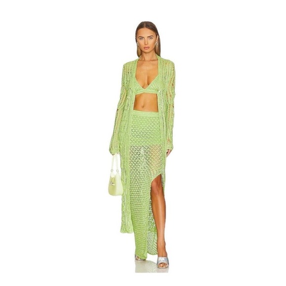 SER.O.YA Other - SER.O.YA Revolve Allison‎ Crochet Maxi Duster Cardigan in Lime Green